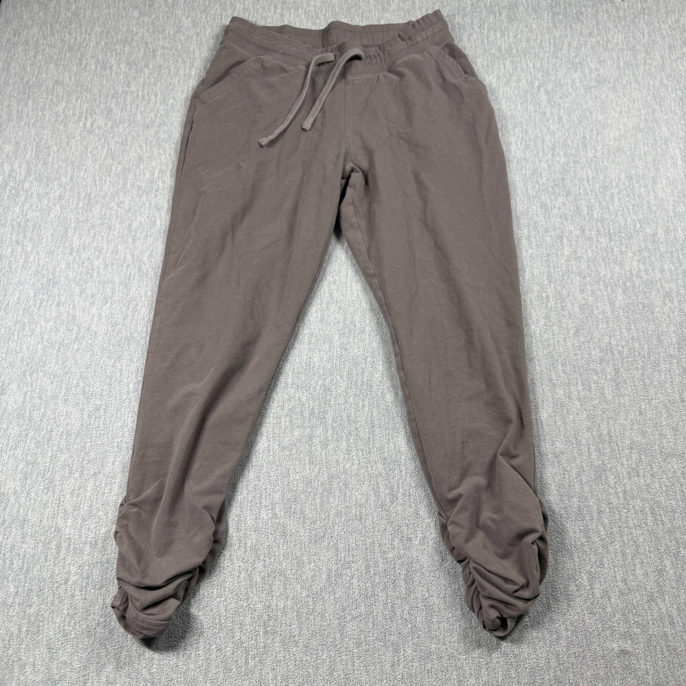 Pact Joggers Womens S Brown Organic Cotton Ruched Ankle Drawstring Lounge Yoga